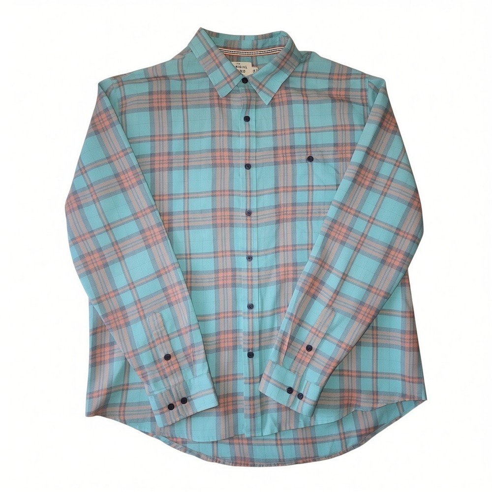 The Normal Brand Shirt Mens Size XXL Pastel Orange‎ Plaid Button Front Casual